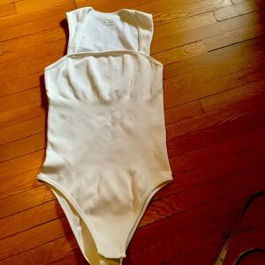 GOQQ White Ribbed One Piece body suit